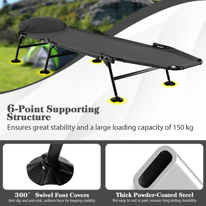 Giantex Folding Camping Bed Outdoor Sleeping Cot with Detachable Mattress 6-Position Adjustable Backrest