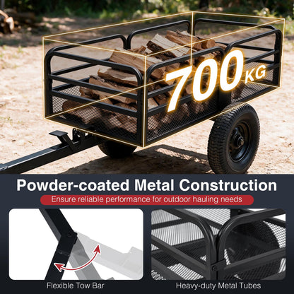 700 KG Capacity 0.5 m³ Heavy Duty Metal Dump Cart Trailer for ATV UTV Tractor