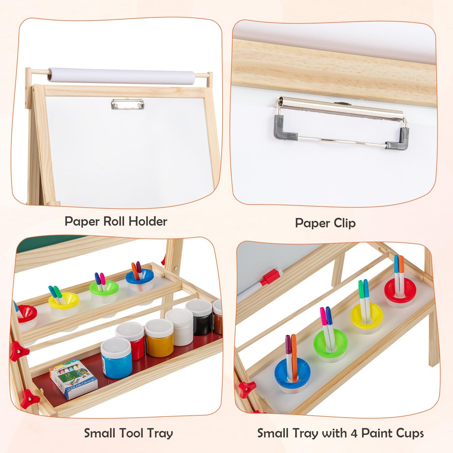 Double sided Height Adjustable Wooden Art Easel for 3 to 10 Yeas Old