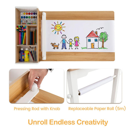 Kids Art Table and Chair Set, 3PCS Toddler Activity Desk and Chair