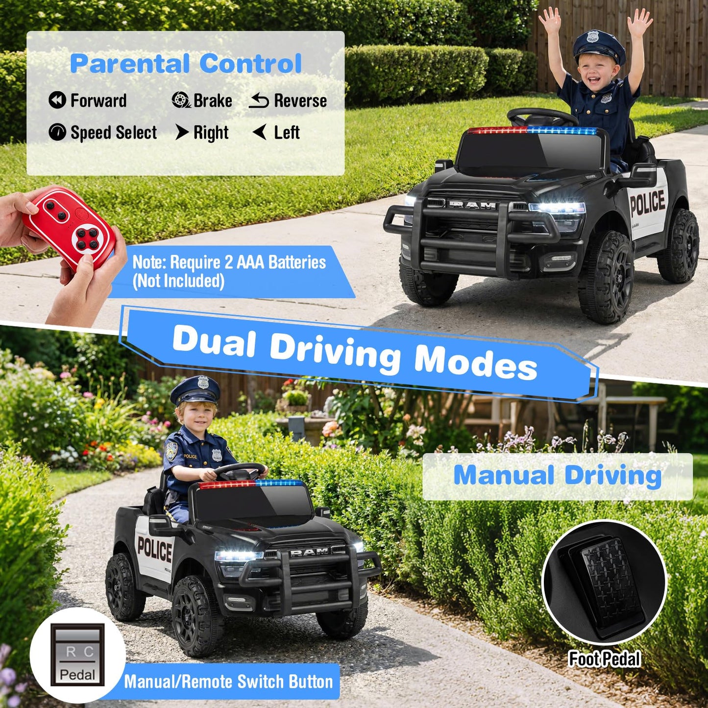 12V Kids Ride on Car with Remote Control, Lights