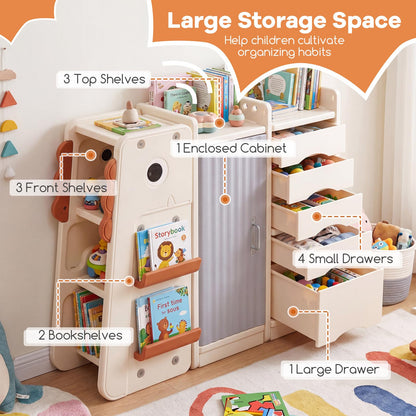 3-Tier Dinosaur Toy Chest with 5 Removable Bins and 2 Shelvesfor Playroom