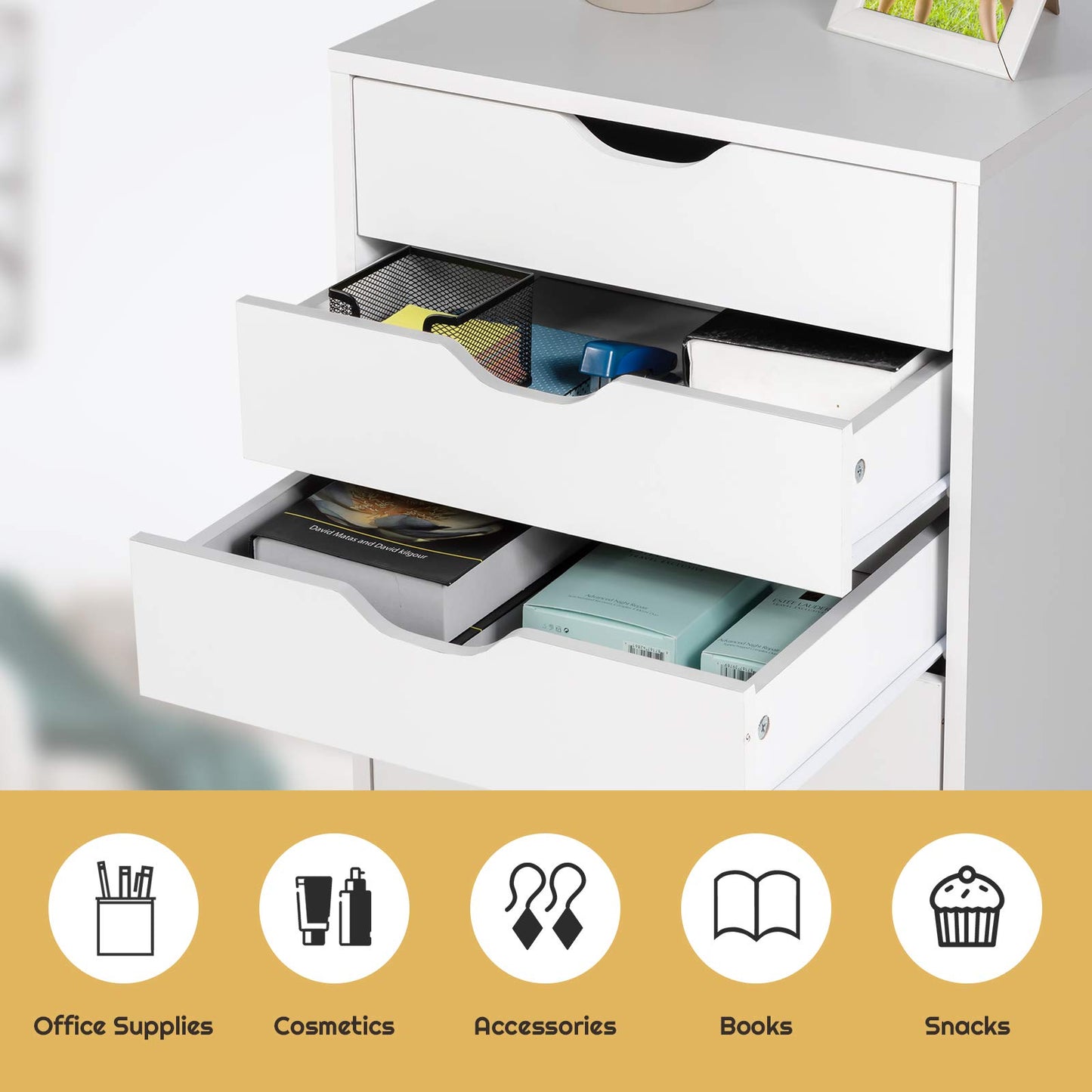 7 Drawers Lateral Stationery Storage Organiser Chest with Wheels
