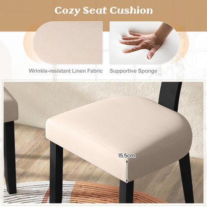 Dining Chair Set of 2, Linen Fabric Upholstered Kitchen Chairs