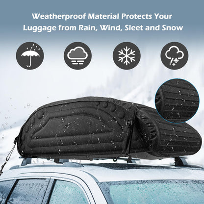14 Cubic Feet/400L Car Roof Bag, Waterproof Foldable Roofing Cargo Carrier with 4 Reinforced Straps
