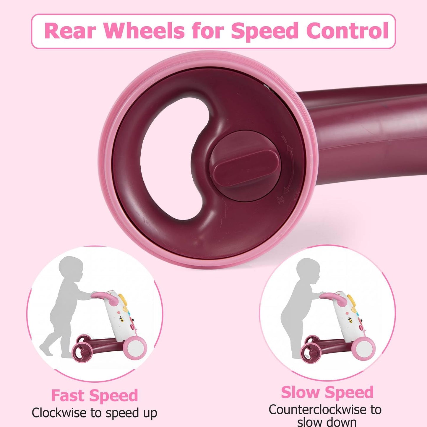 2 in 1 Montessori Baby Walker, Sit to Stand Learning Walkers with Adjustable Rear Wheel