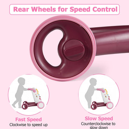 2 in 1 Montessori Baby Walker, Sit to Stand Learning Walkers with Adjustable Rear Wheel