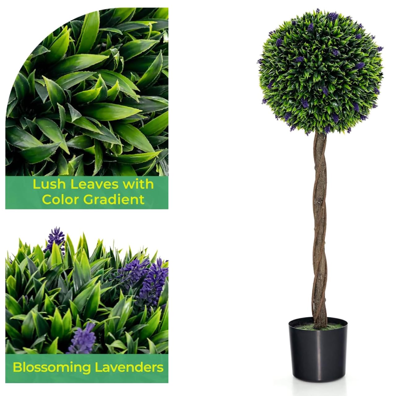 115 CM Artificial Boxwood Topiary Tree Fake Lavender Ball Plant
