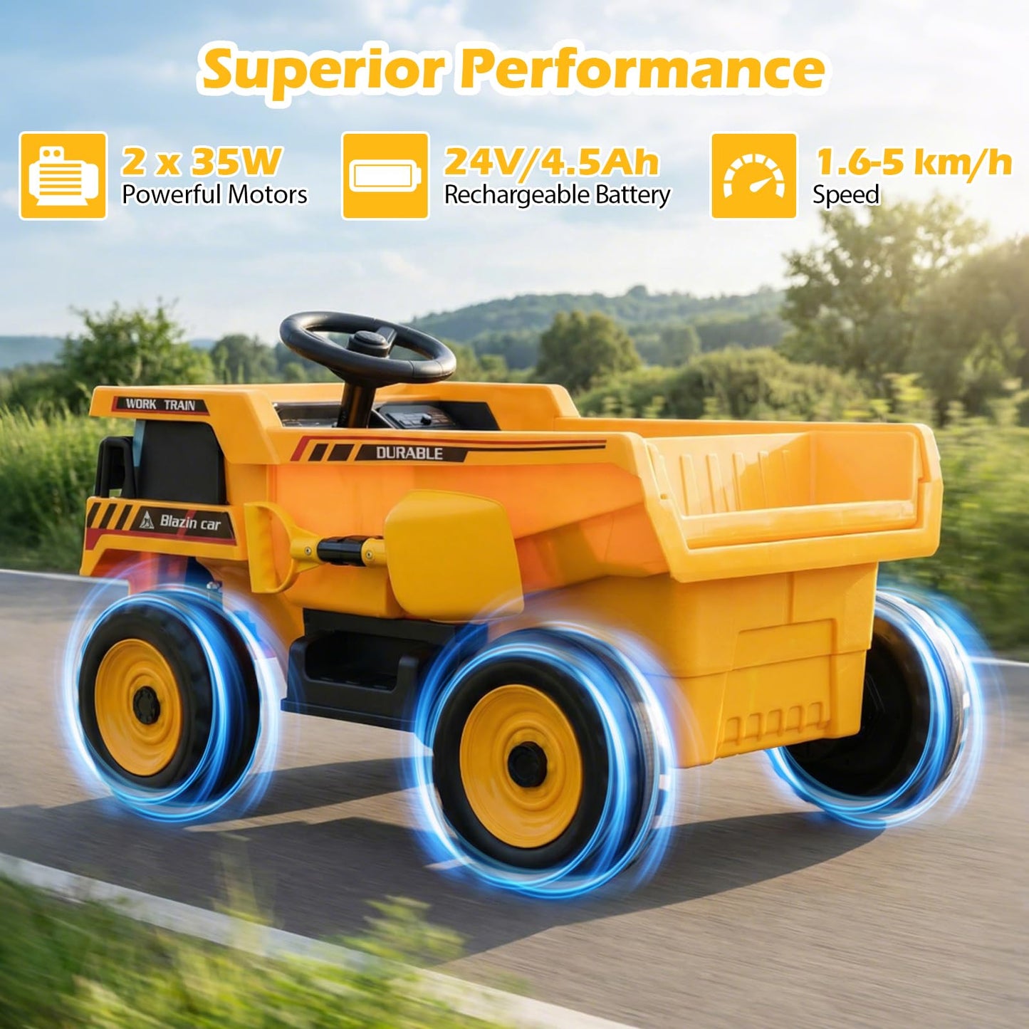 4-Wheeler Construction Electric Vehicle with Dump Bed and Remote Control