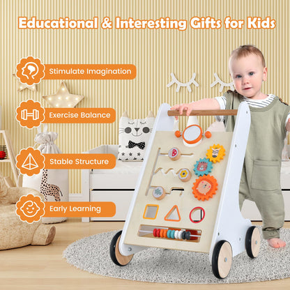 Toddler Push Walker with Handle & Rubber Wheels
