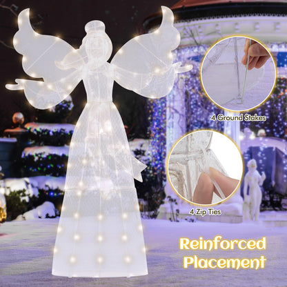 Outdoor Decorative Angel with Halo and 148 Warm White LED Lights