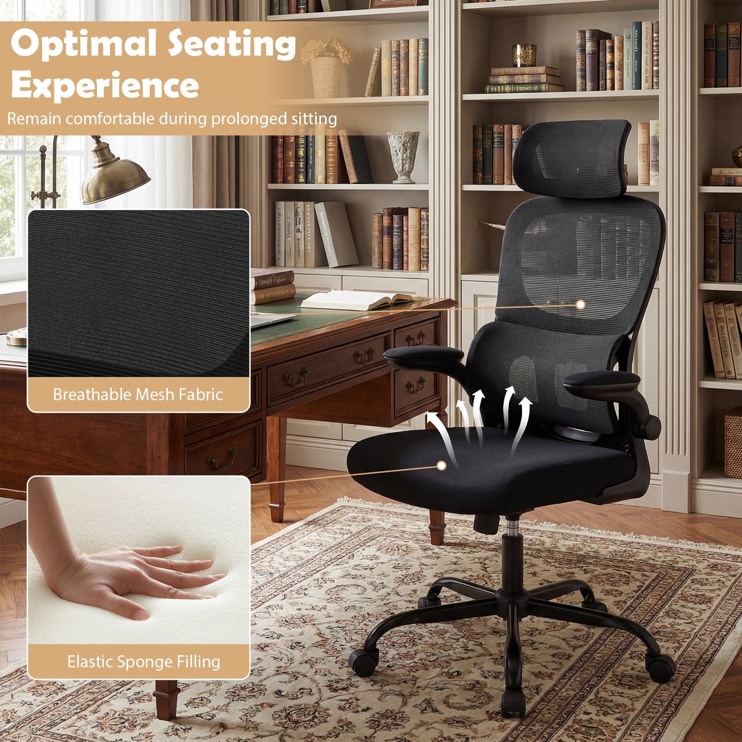 Mesh Office Chair, Ergonomic High Back Swivel Computer Desk Chair