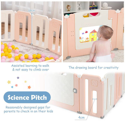 Plastic Infants Play Pen with Whiteboard and Rotatable Ball