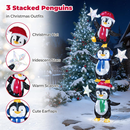 180 cm Light Up Penguin Tower Christmas Decoration