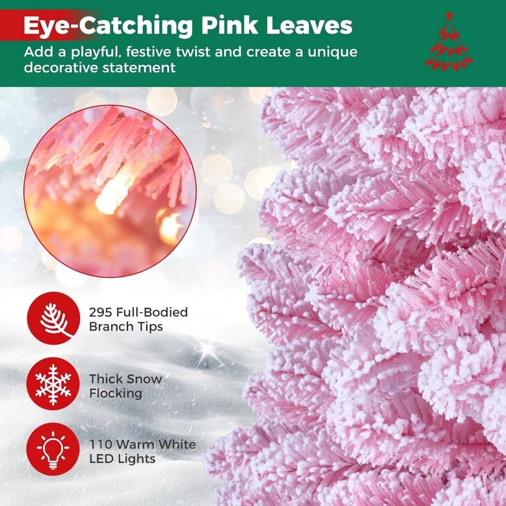 Pre-Lit Artificial Christmas Tree, Slim Pencil Xmas Tree