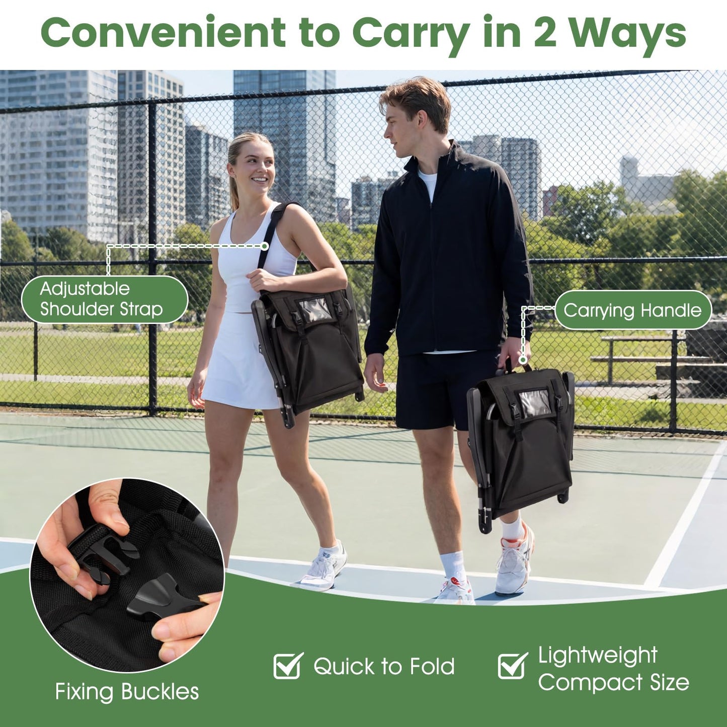 Foldable Stadium Seat, Padded Camping Chair with Back Support