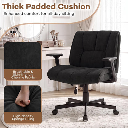 Criss Cross Home Office Chair with Airbag Lumbar Support and Wide Seat Adjustable Height