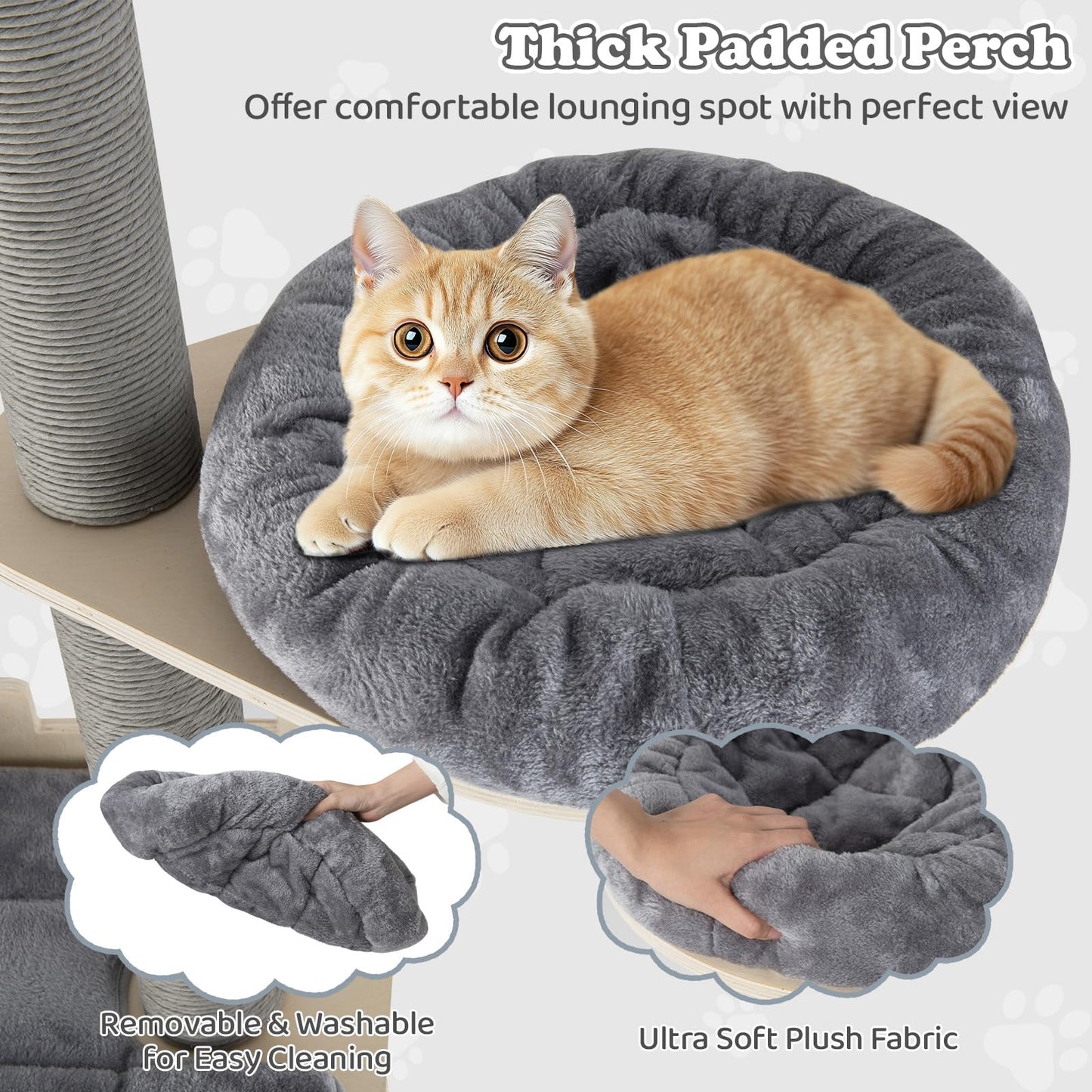 Floor to Ceiling Cat Tree, 5 Tier Tall Cat Tower with 236-271cm Adjustable Height