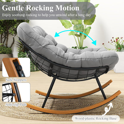 Outdoor Rocking Chair, Oversized Patio Wicker Egg Chair