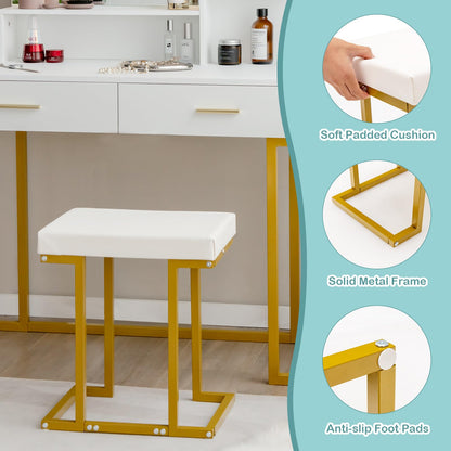 Vanity Set with Large Mirror Makeup Table with Stool and LED Lights