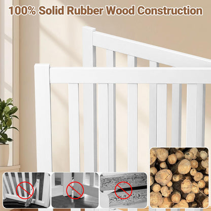 Foldable Pet Gate, Freestanding Wooden Puppy Barrier, Indoor Dog Safety Fence