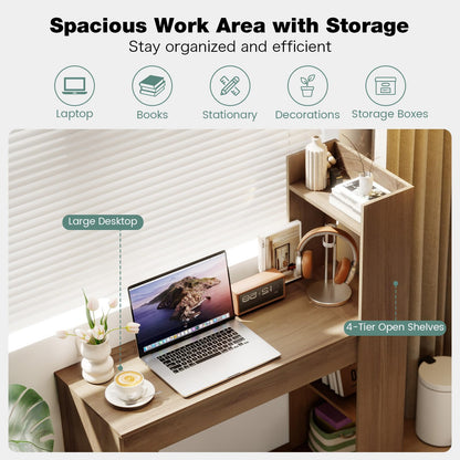 Home Office Desk with Bookshelf 110 CM Study Writing Table