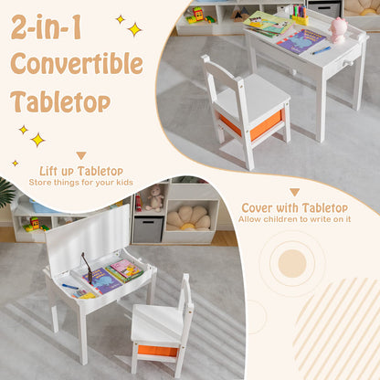 Kids Table and Chair Set with Hidden Space and Hook