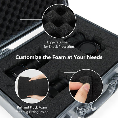 GiantexUK Waterproof Hard Case, Protective Camera Case with Customized Foam