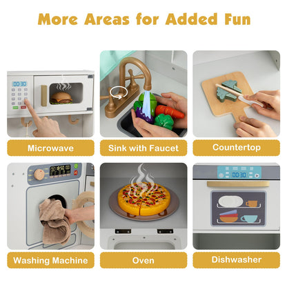 Corner Kitchen Playset with Pull-out Trash Can