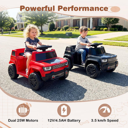 12V Kids Ride on Car, Licensed Jeep Electric Vehicle with LED Lights