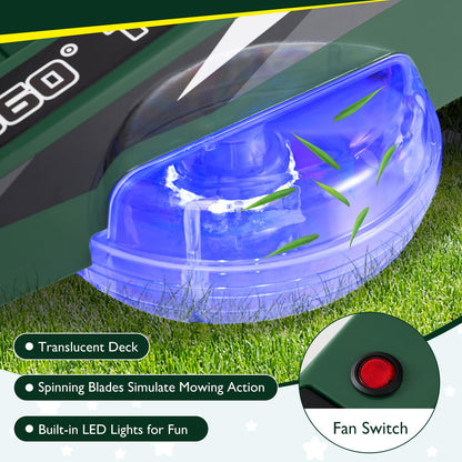 12V Ride on Lawn Mower for Kids with Dual Control Sticks and LED Lights