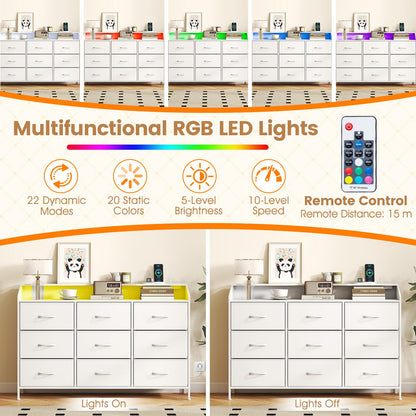 Dresser Storage Organizer with LED Lights for Bedroom