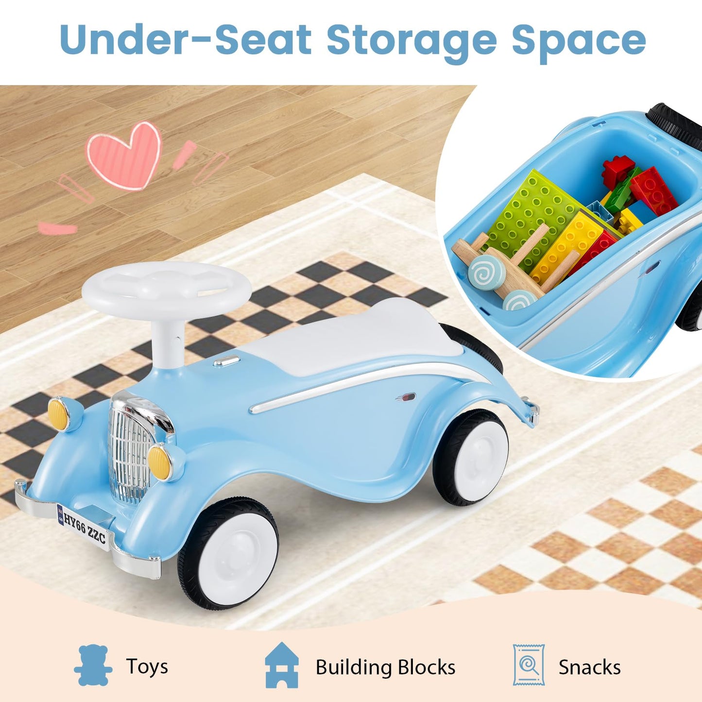 Toddler Ride on Toy with Steering Wheel for Children 19-36 Months Old