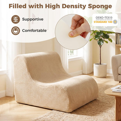 Curved Lazy Floor Sofa with Machine-washable Cover and Anti-slip Bottom