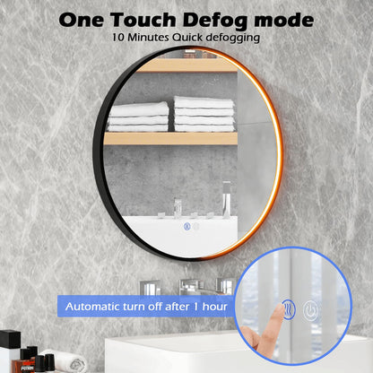 60 CM Round Bathroom Mirror with LED Lights and Anti-Fog Design