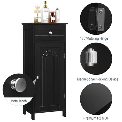 Floor Standing Wooden Cupboard with Single Door and Drawer