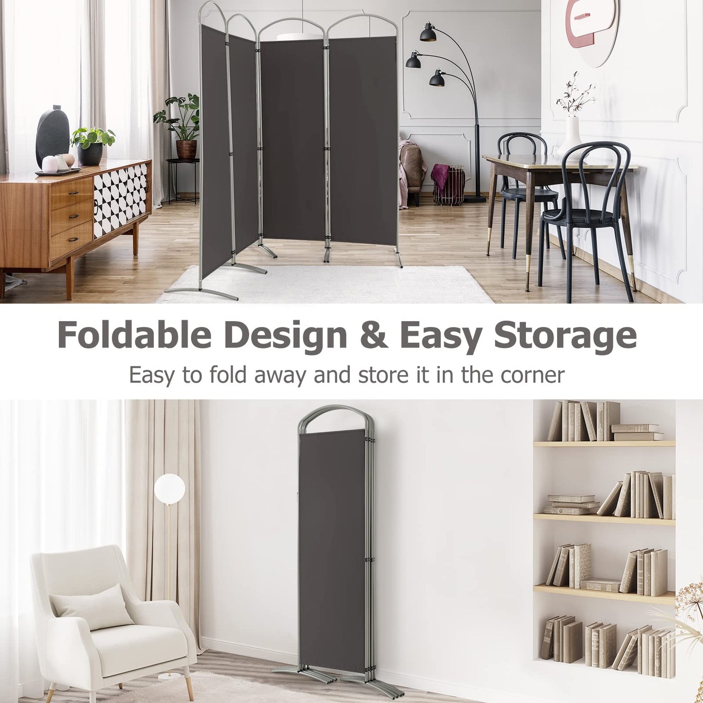Giantex 4 Panel Folding Room Divider, Freestanding Wall Privacy Screen Protector (221 x 188cm)