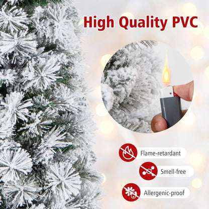 6 FT Slim Pencil Christmas Tree, Pre-lit Xmas Tree with Branch Tips