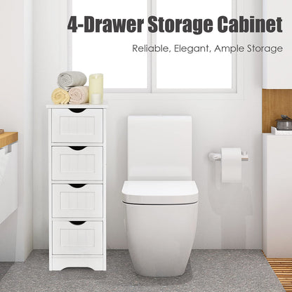 4 Drawers Bathroom Floor Cabinet with Curved Handle