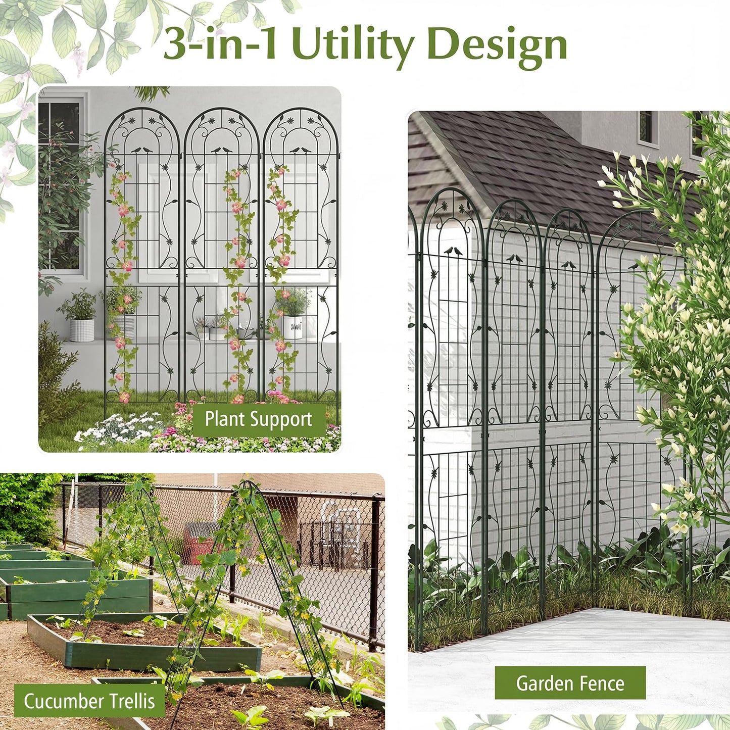 2/4 Pack Garden Trellis, 180/220 x 50cm Galvanized Steel Trellis for Climbing Plants