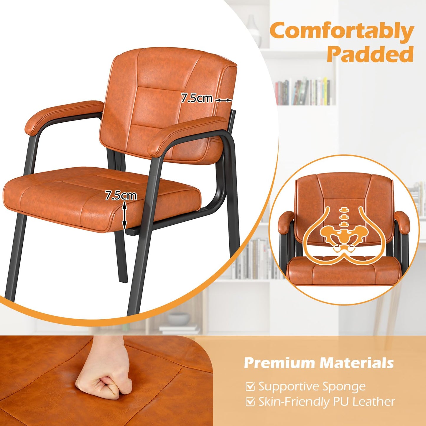 Set of 2 Big and Tall Guest Office Chair Waiting Room Chair for Reception Meeting