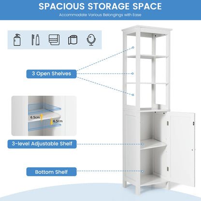 Freestanding Floor Cabinet with 3-Position Middle Panel and Anti-Toppling Mechanism