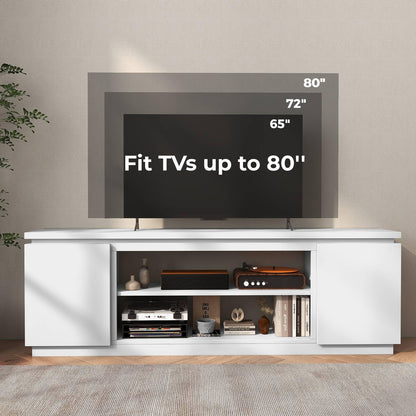 TV Cabinet for TVs up to 80 Inch Media Console Table with 3 Adjustable Shelves