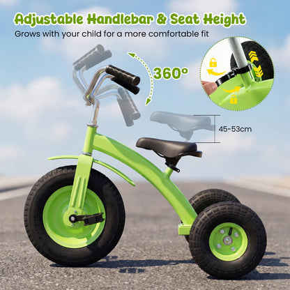 Kids Tricycle ( 84 x 55 x 68-77cm, without Storage Basket) | Carbon Steel Toddler Trike with Inflatable Rubber Tires