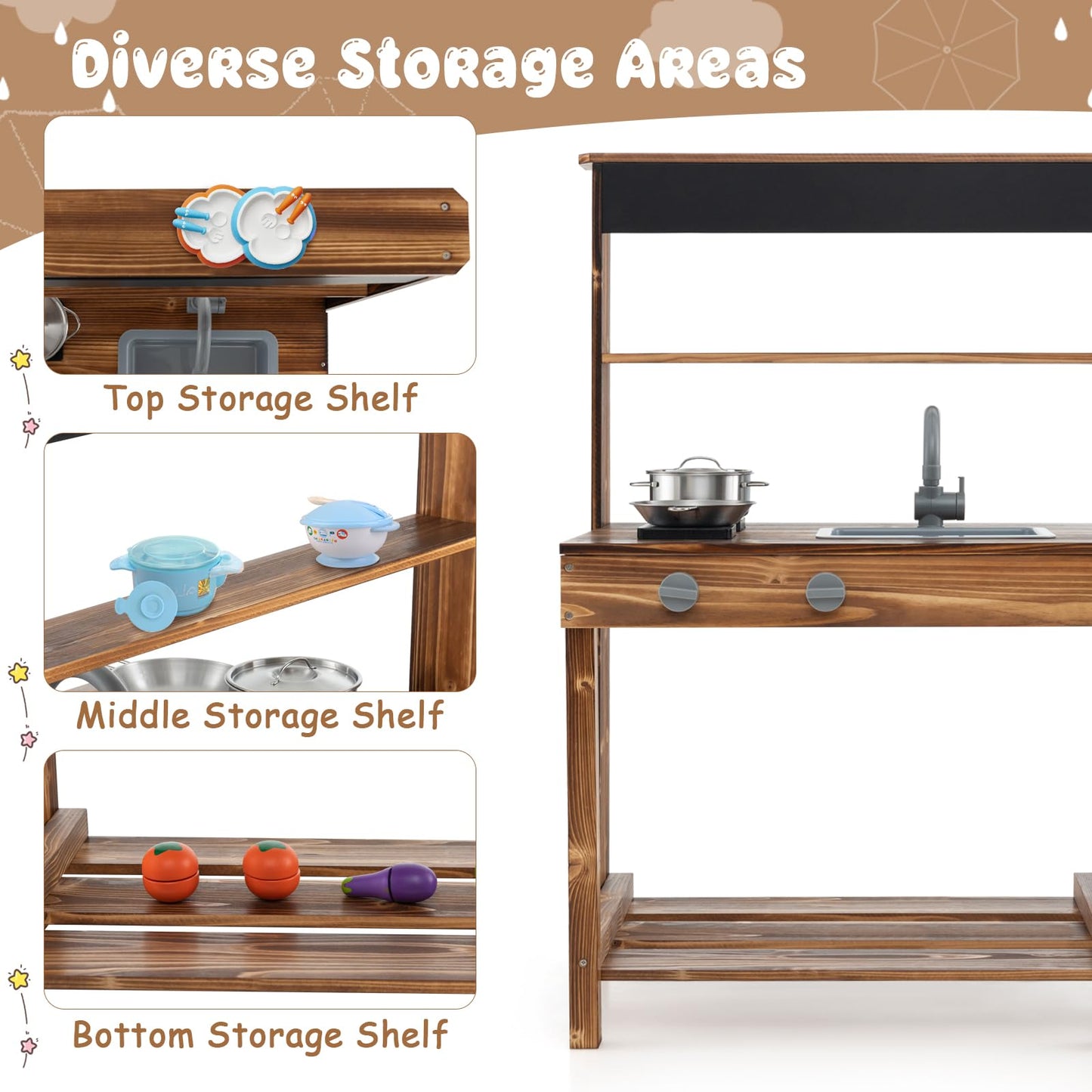Kids Mud Kitchen with Removable Sink