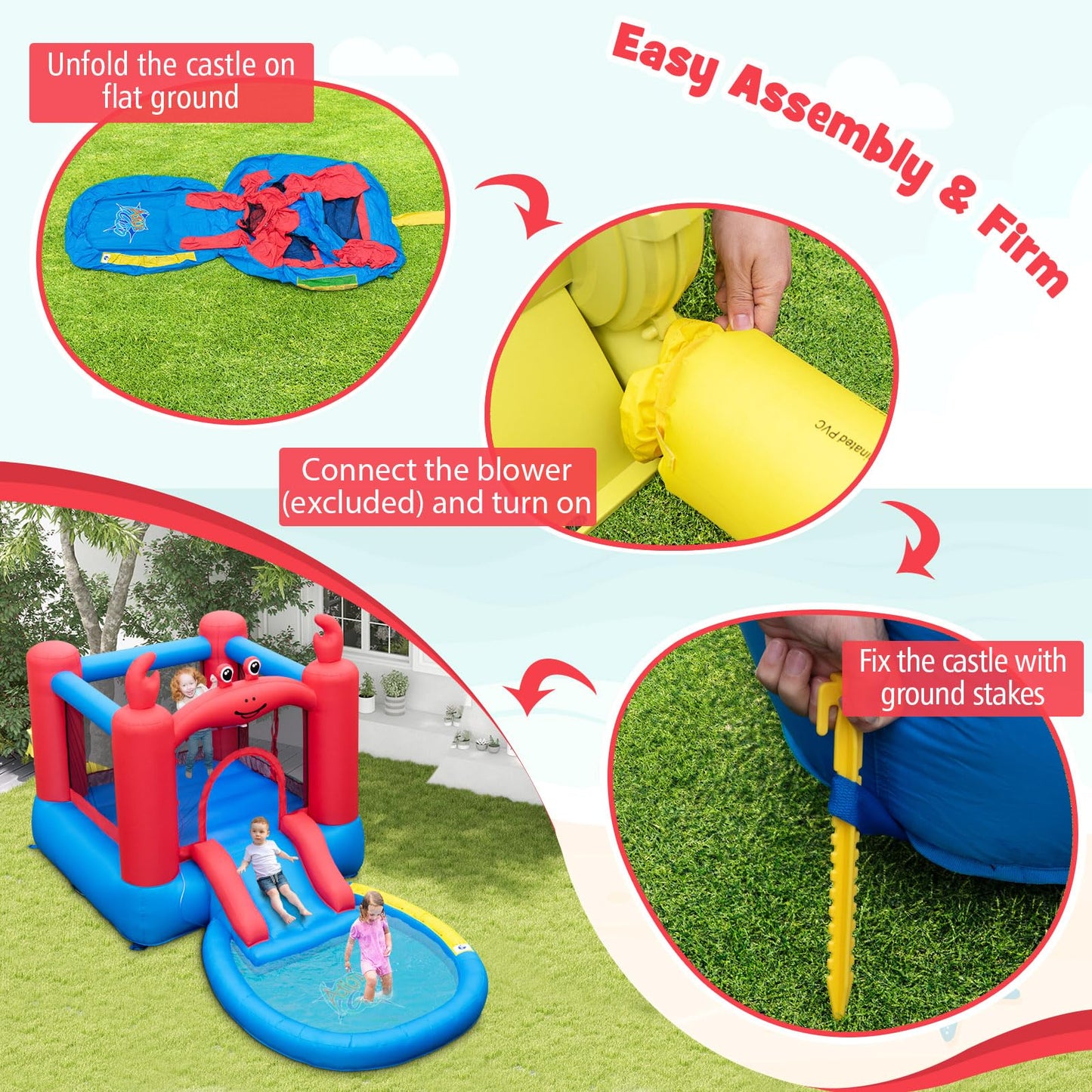 Crab-themed Water Park with Slide and Splashing Pools