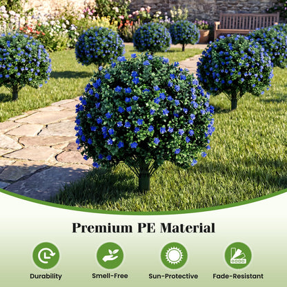 Set of 2 Artificial Topiary Ball Trees, Faux Shrub Bushes with Ground Spikes