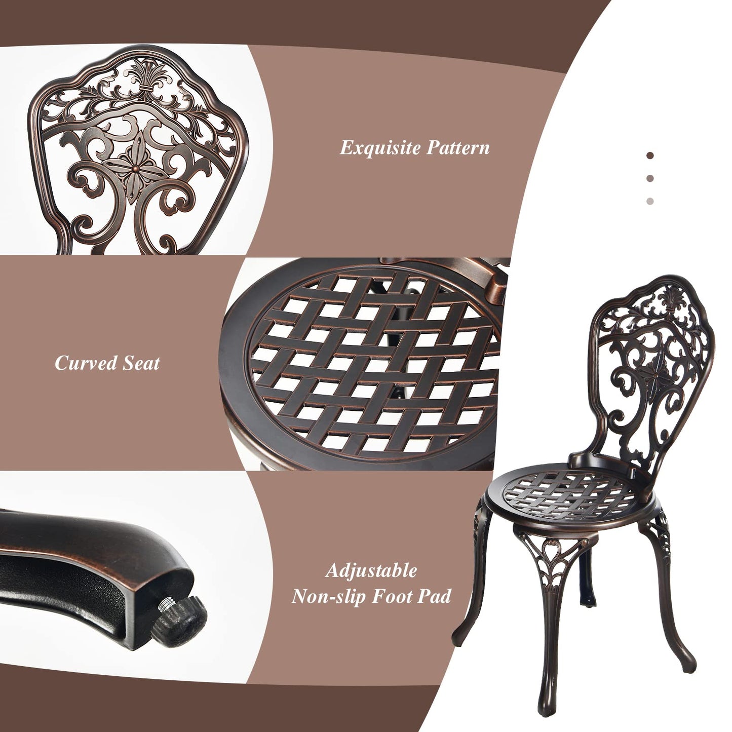 3 Pieces Patio Bistro Set for Porch Garden Poolside Backyard