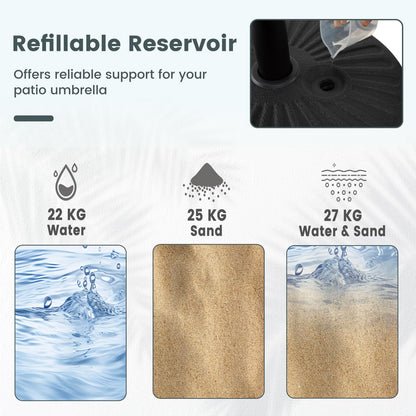 27KG Water and Sand Fillable Umbrella Stand with Built-in Handle