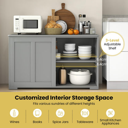 Storage Sideboard with Sliding Door and Double Partition